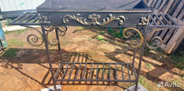 Мангал с печью под казан и крышей