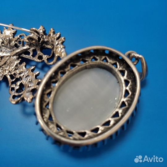 Большой Кулон Готика винтаж вставка стекло