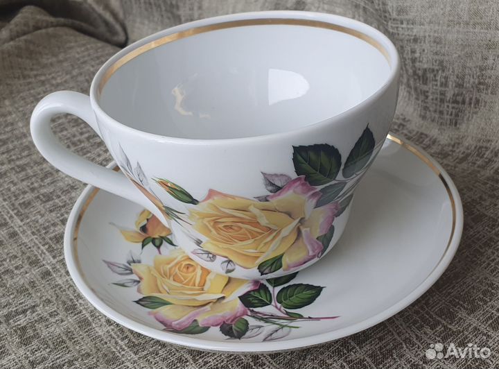 Чайная пара (большая) кружка бокал фарфор Вербилки