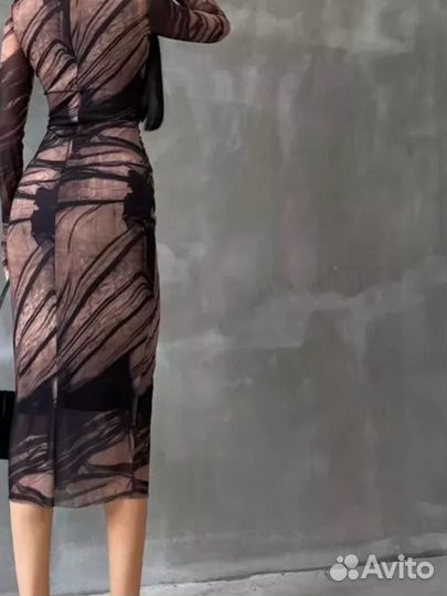 Платье сетка миди