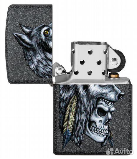 Зажигалка Zippo 29863 Wolf Skull Feather Design