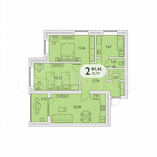 2-к. квартира, 82 м², 1/5 эт.