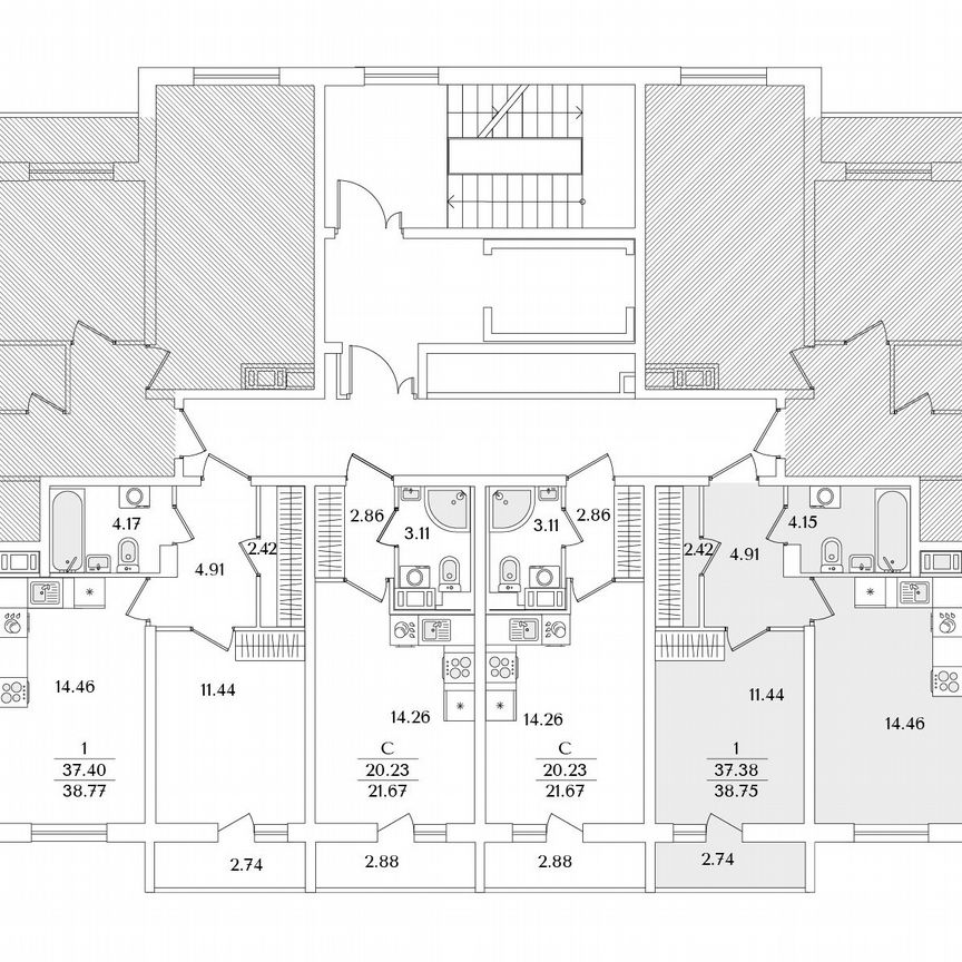 1-к. квартира, 38,8 м², 8/9 эт.