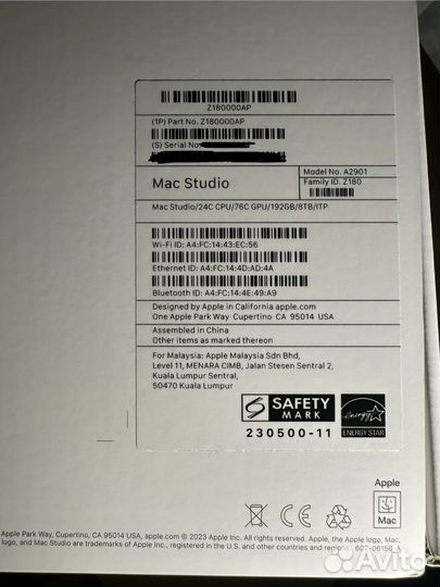 Mac Studio M2 Ultra 76c GPU 192Gb 8Tb