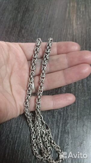 Серебряная цепь плетение лисий хвост