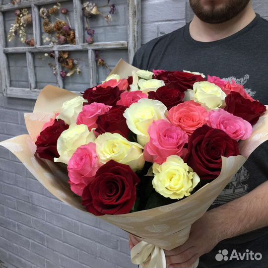 Розы доставка цветов букеты 25,51,101 цветы