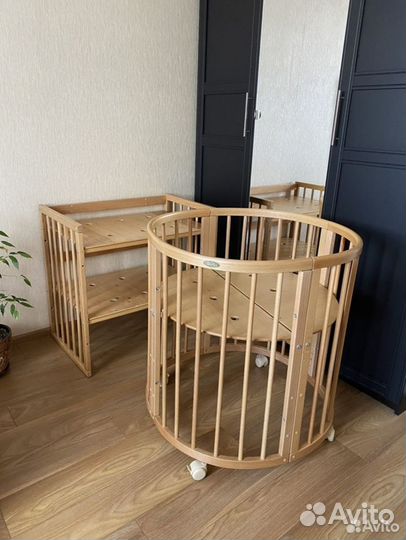 Детская кроватка трансформер круглая