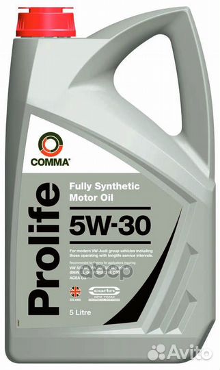 Масло моторное 5W30 comma 5л синтетика prolife