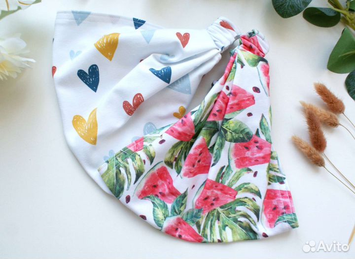 Косынка/ бандана на резинке, трикотажная детская