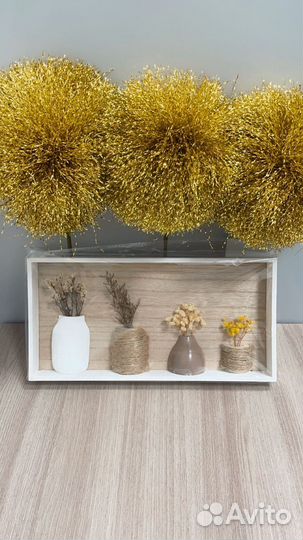 Настенная интерьерная композиция из сухоцветов