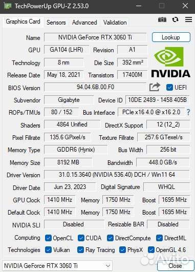 Видеокарта RTX 3060ti