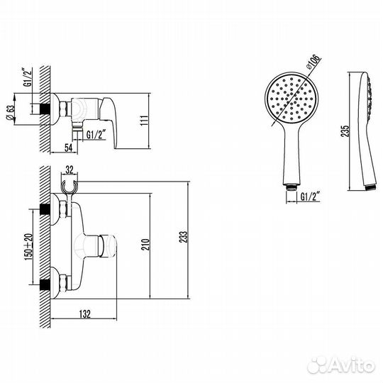 Смеситель для душа Lemark Pramen (LM3303C)