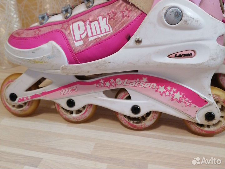 Ролики Larsen 36-41 розовые раздвижные детские