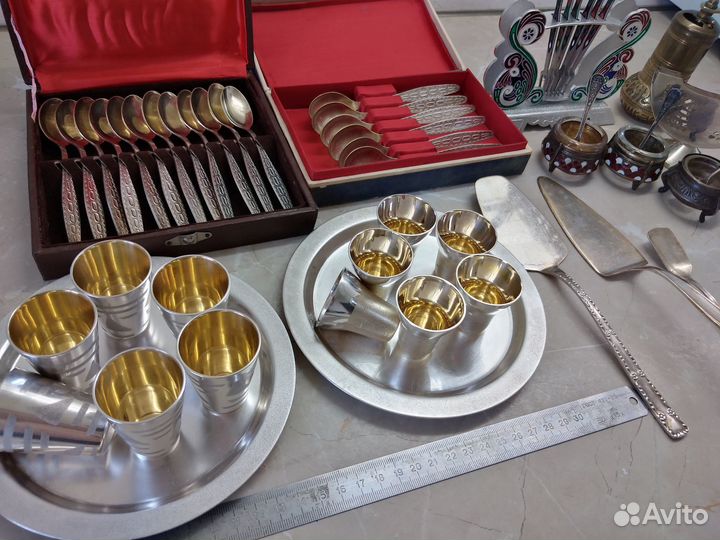 Рюмки, лопатки, солонки, ложки СССР. Мельхиор