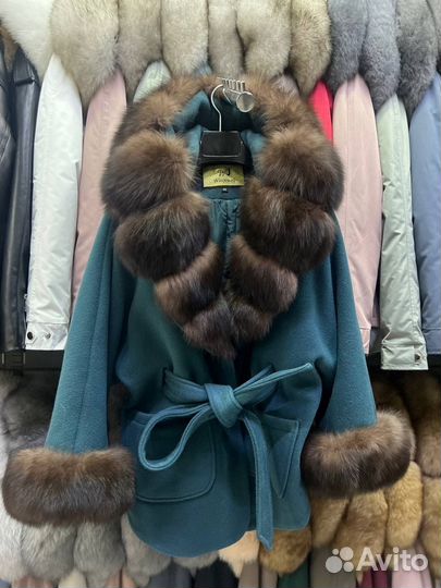 Пальто кашемир LUX с песцом /42-54