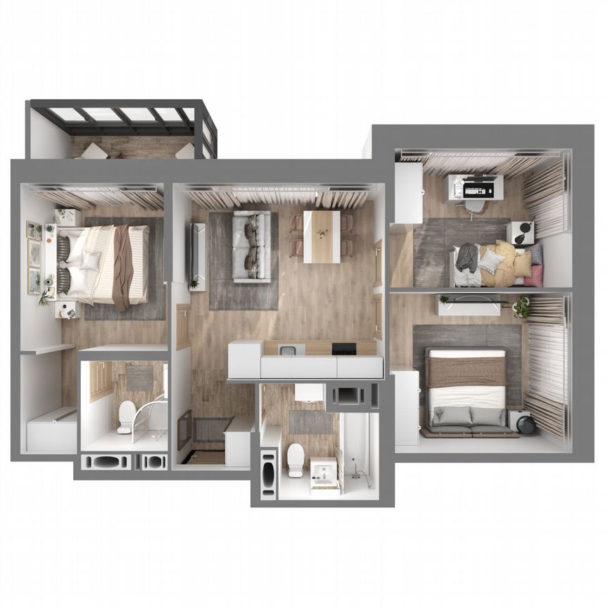 3-к. квартира, 64,3 м², 2/23 эт.