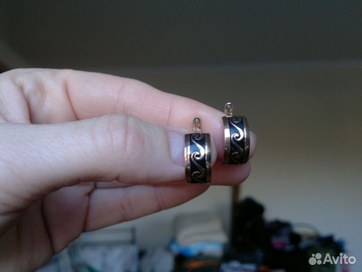 Серебряные позолоченные серьги