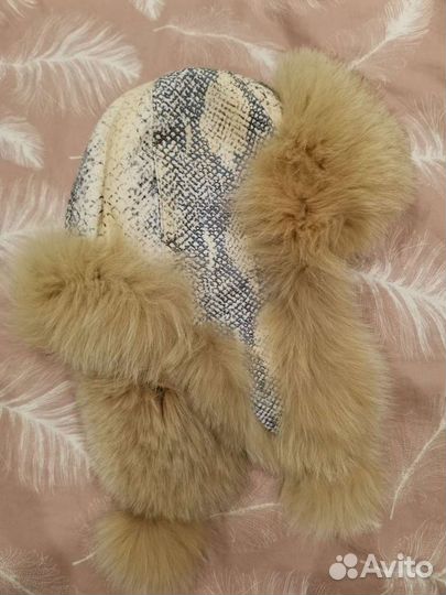 Шапка-ушанка из меха песца