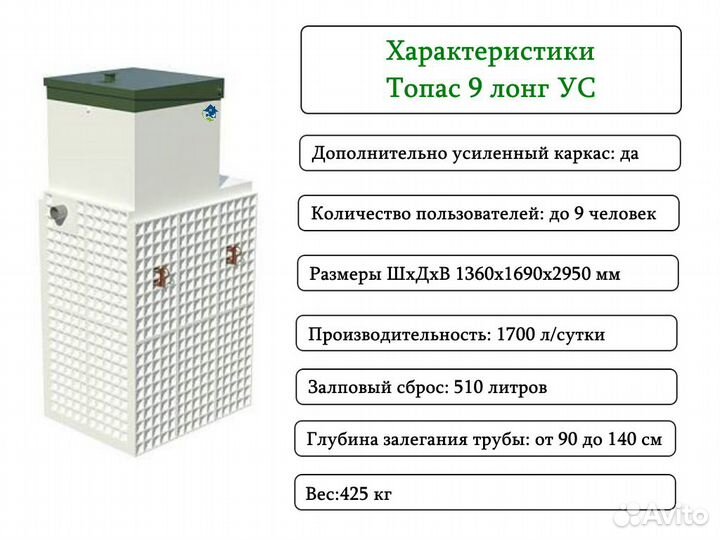 Септик Топас 9 long ус усиленный с доставкой