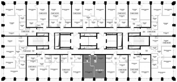 1-к. квартира, 43,4 м², 35/55 эт.