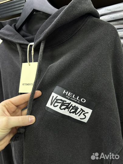 Худи vetements hello my name is oversize (новинка)