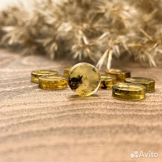 Рондели из натурального балтийского янтаря. Круглы