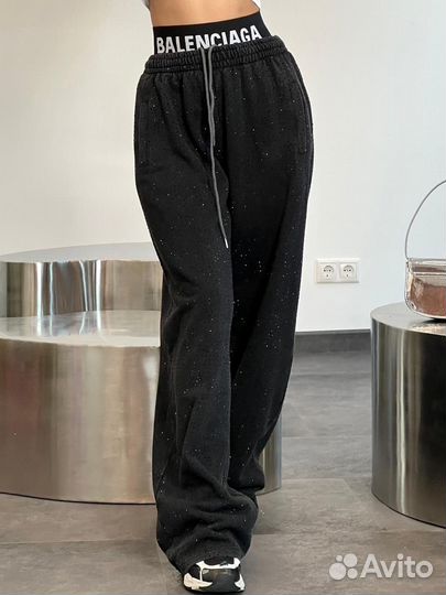 Брюки balenciaga в стразах