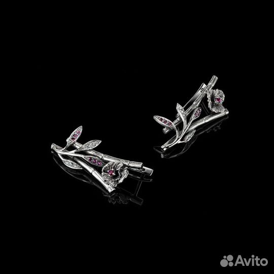 Серьги « Цветущий бамбук» от гарнитура