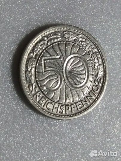 50 рейхспфеннигов пфеннигов 1928 A Германия-Веймар