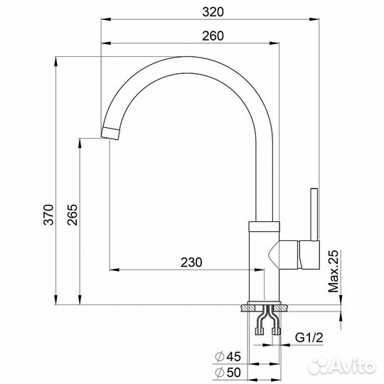 Смеситель для кухни point PN3101 серый/хром PN3101AL