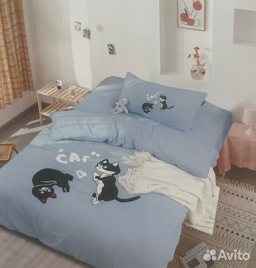 Детское постельное белье 1.5 спальное Сатин Котята
