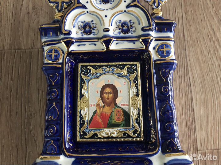 Киот 28 см, Гжель, авторская работа