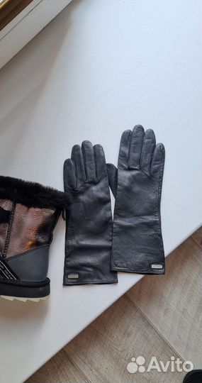 Перчатки женские кожаные новые 7 размер Италия