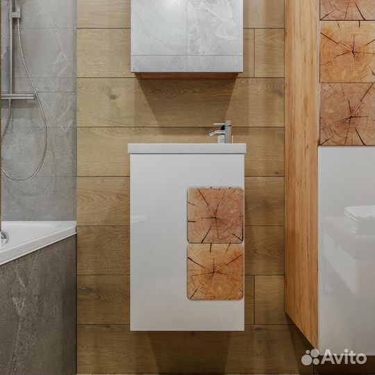 Тумба подвесная Бриклаер кристалл бел 40см