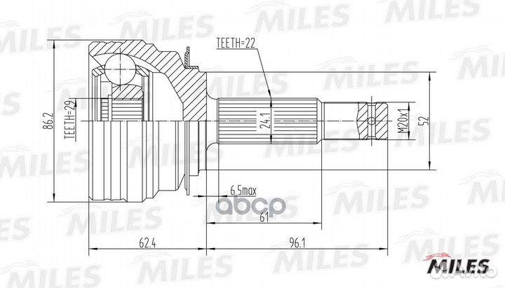 ШРУС наружный daewoo lanos 1.4-1.5 97- (без ABS)