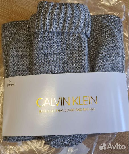 Сет Шапка,варежки,шарф calvin klein