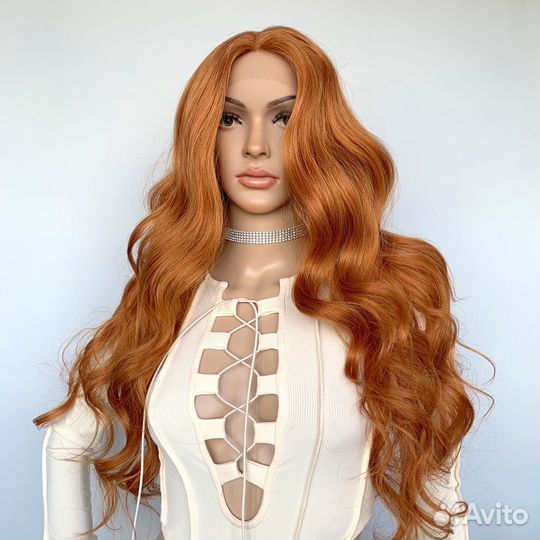 Парики рыжие lace front волнистые