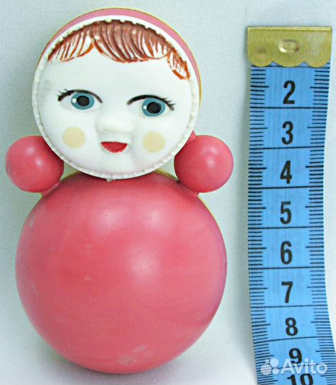 Неваляшка СССР Маленькая 8 см Красно-жёлтая Винтаж