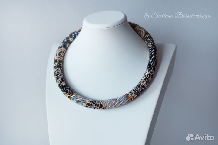 Колье жгут из бисера Стимпанк