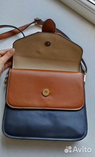 Сумка женская кожаная трёхцветная через плечо
