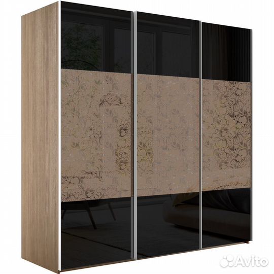 Шкаф-купе Эста 3-х дверный Комби (6 Черных стекол