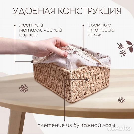 Плетеные корзинки из бумажной лозы