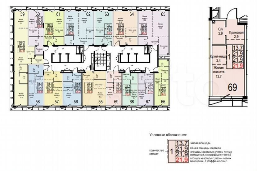 Апартаменты-студия, 21,9 м², 7/23 эт.