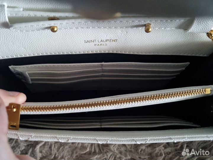 Новая белая женская сумка Saint Laurent (YSL)