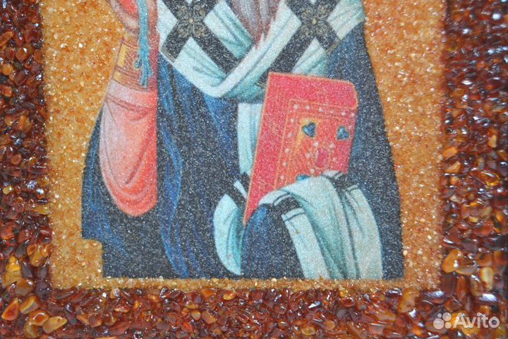 Икона в янтарной обсыпке 