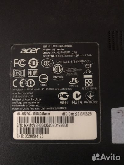 Aser aspire v5-552pg