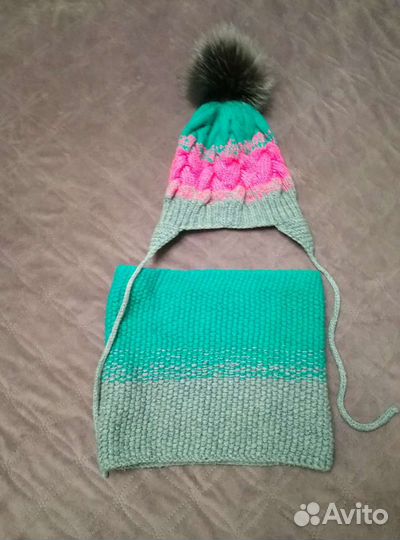 Комплект шапка и шарф для девочки