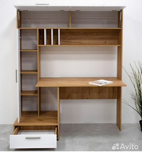 Стол письменный Бостон-1 (Дуб крафт золотой/Белый)