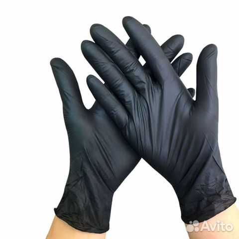 Перчатки черные нитриловые усиленные S, M, L,хl