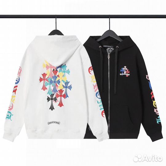 Зип худи chrome hearts белое/черное